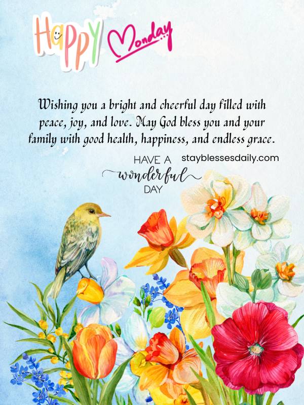 happy monday blessings with flowers