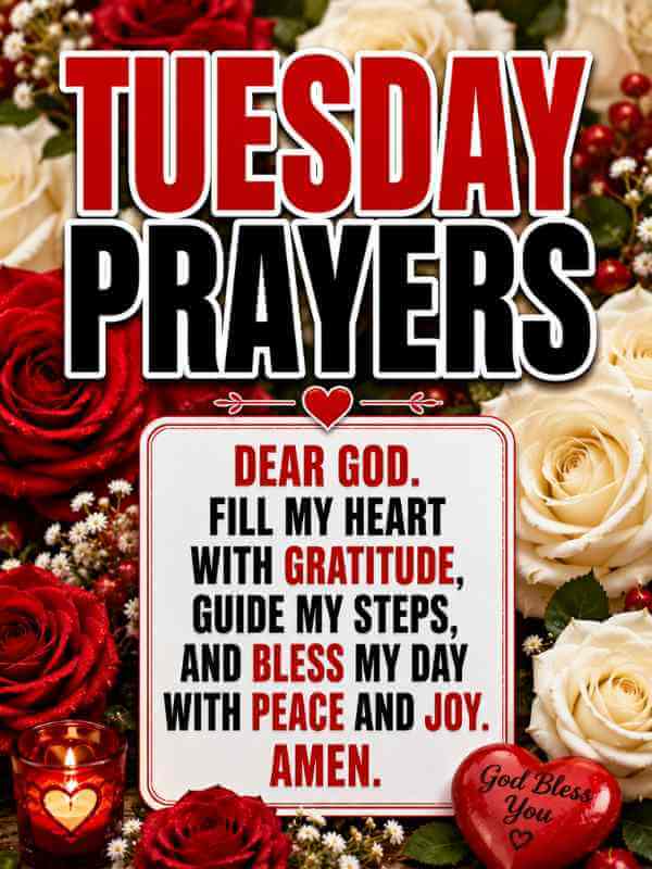 Inspirational Tuesday Blessings image with colorful flowers, heartfelt morning quote, and Christian blessing for a joyful Tuesday.