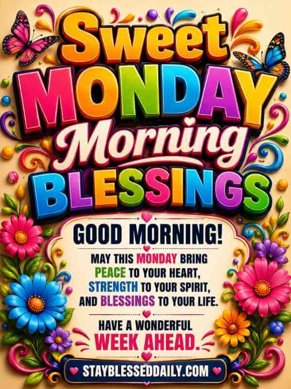 Good morning Monday! May this Monday bring peace to your heart, strength to your spirit, and blessings to your life. Have a wonderful week ahead.