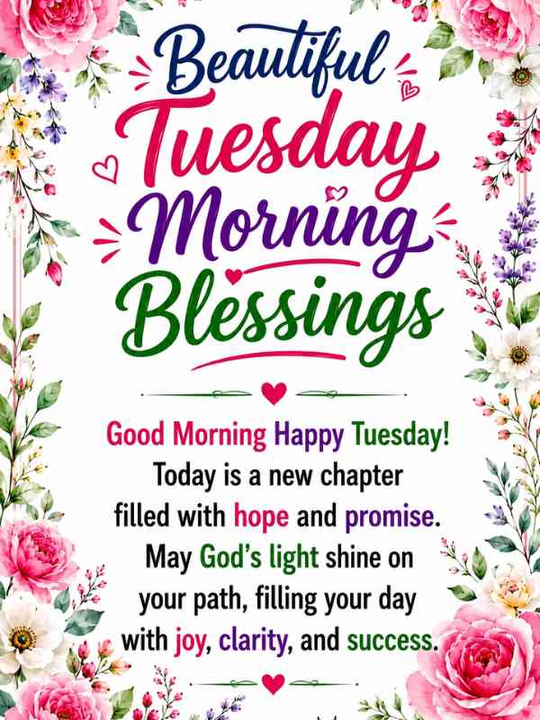 130+ Beautiful Tuesday Blessings Images, Prayers and Greetings