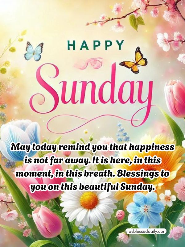 Happy Sunday Blessings - May today remind you that happiness is not far away