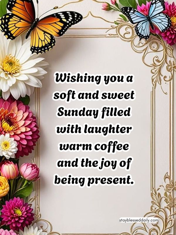 Sweet Sunday Greetings and blessings - Wishing you a soft and sweet Sunday filled with laughter