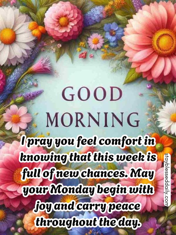 Good Morning Monday Prayers - I pray you feel comfort in knowing that this week is full of new chances