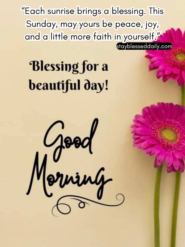 Good Morning and happy Sunday Each sunrise brings a blessing.